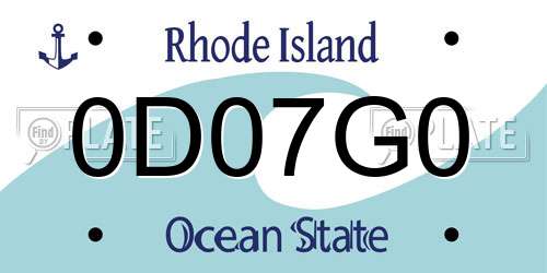 0D07G0 Rhode Island License Plate