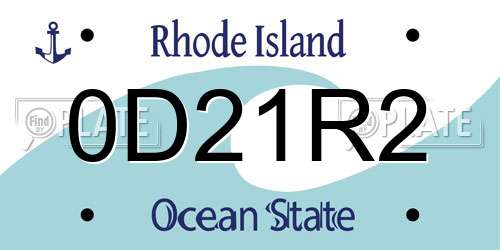 0D21R2 Rhode Island License Plate