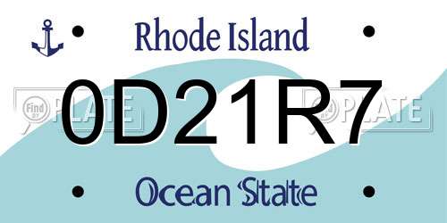 0D21R7 Rhode Island License Plate