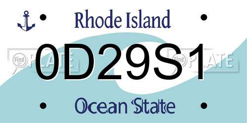 0D29S1 Rhode Island License Plate