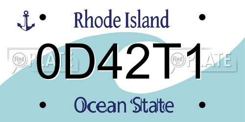 0D42T1 Rhode Island License Plate