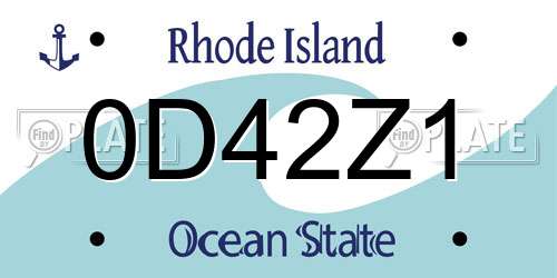 0D42Z1 Rhode Island License Plate