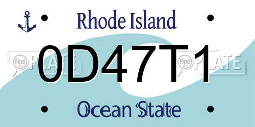 0D47T1 Rhode Island License Plate