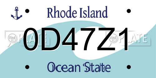 0D47Z1 Rhode Island License Plate