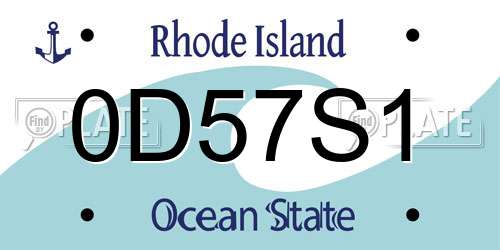 0D57S1 Rhode Island License Plate