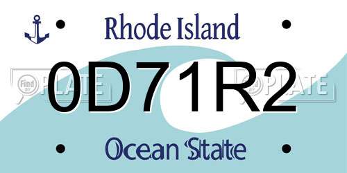 0D71R2 Rhode Island License Plate