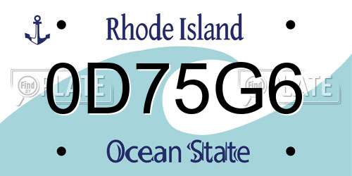 0D75G6 Rhode Island License Plate