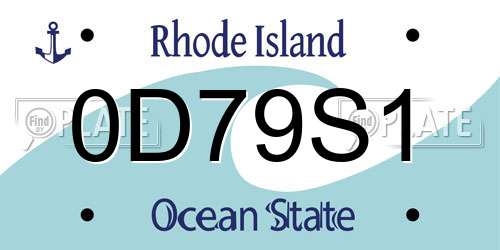 0D79S1 Rhode Island License Plate