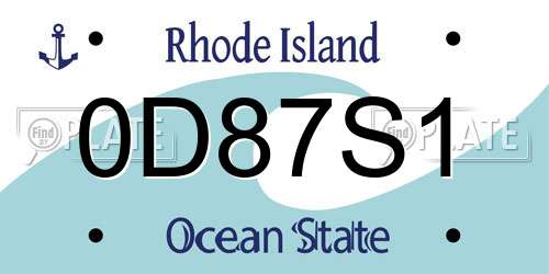 0D87S1 Rhode Island License Plate