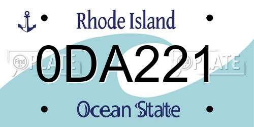 0DA221 Rhode Island License Plate