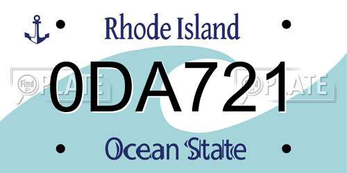 0DA721 Rhode Island License Plate