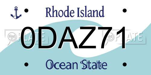 0DAZ71 Rhode Island License Plate