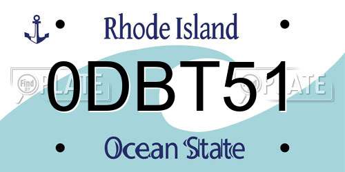 0DBT51 Rhode Island License Plate
