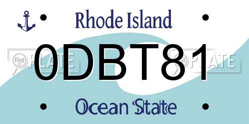 0DBT81 Rhode Island License Plate