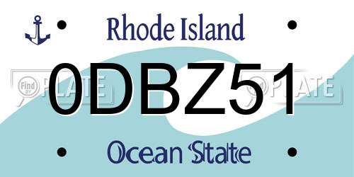 0DBZ51 Rhode Island License Plate