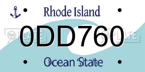 0DD760 Rhode Island License Plate