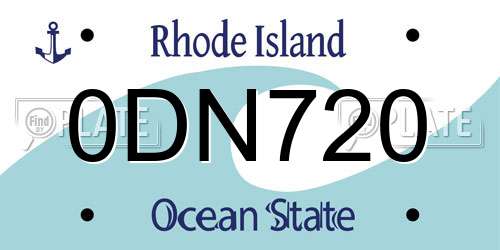 0DN720 Rhode Island License Plate