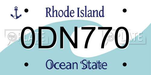 0DN770 Rhode Island License Plate