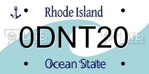 0DNT20 Rhode Island License Plate