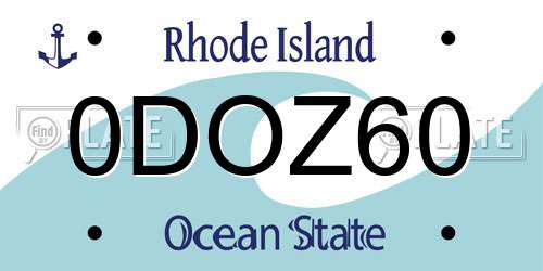 0DOZ60 Rhode Island License Plate