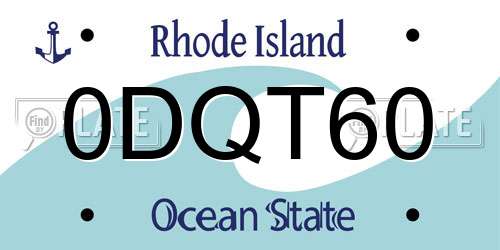 0DQT60 Rhode Island License Plate