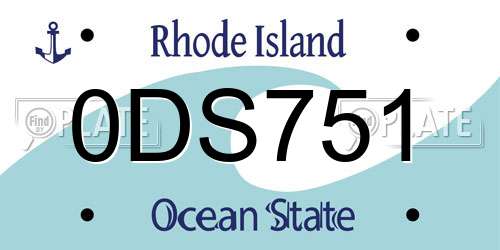 0DS751 Rhode Island License Plate