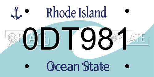 0DT981 Rhode Island License Plate
