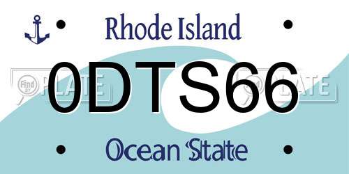 0DTS66 Rhode Island License Plate