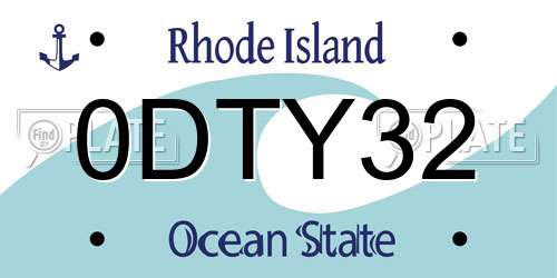 0DTY32 Rhode Island License Plate