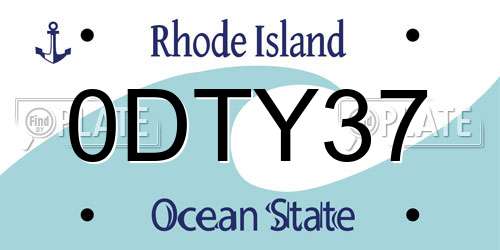 0DTY37 Rhode Island License Plate