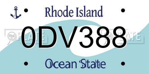 0DV388 Rhode Island License Plate
