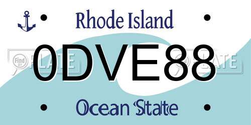 0DVE88 Rhode Island License Plate