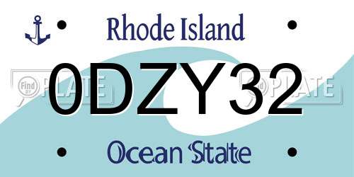 0DZY32 Rhode Island License Plate