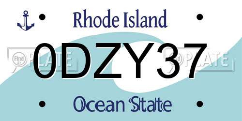 0DZY37 Rhode Island License Plate
