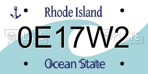 0E17W2 Rhode Island License Plate