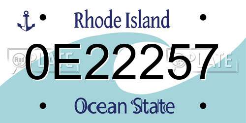 0E22257 Rhode Island License Plate
