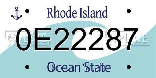 0E22287 Rhode Island License Plate