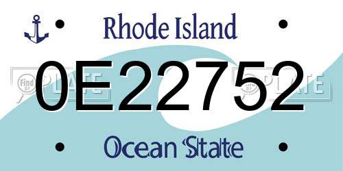 0E22752 Rhode Island License Plate