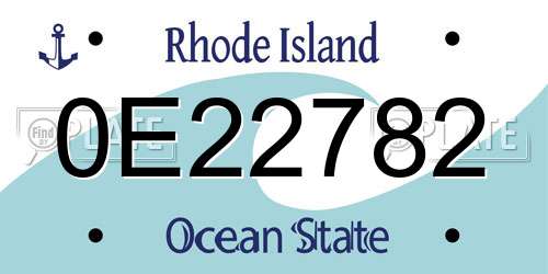 0E22782 Rhode Island License Plate
