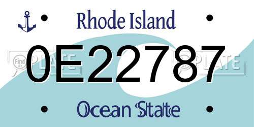 0E22787 Rhode Island License Plate