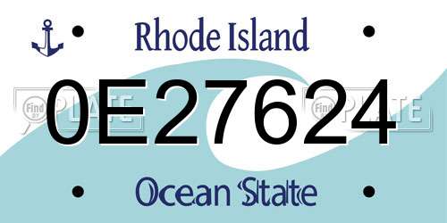0E27624 Rhode Island License Plate