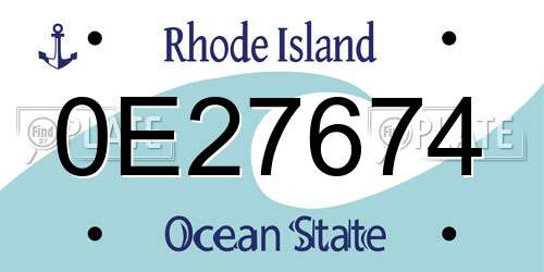 0E27674 Rhode Island License Plate