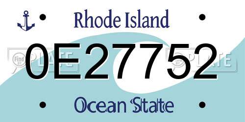 0E27752 Rhode Island License Plate
