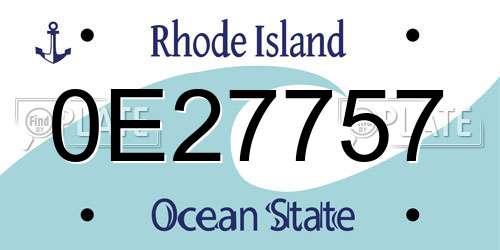 0E27757 Rhode Island License Plate