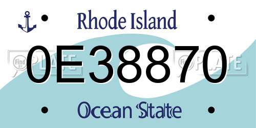 0E38870 Rhode Island License Plate