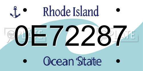 0E72287 Rhode Island License Plate