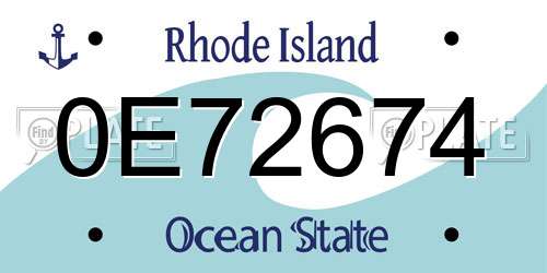 0E72674 Rhode Island License Plate