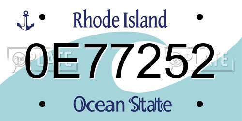 0E77252 Rhode Island License Plate