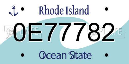 0E77782 Rhode Island License Plate