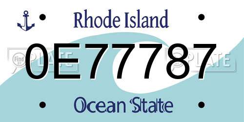 0E77787 Rhode Island License Plate